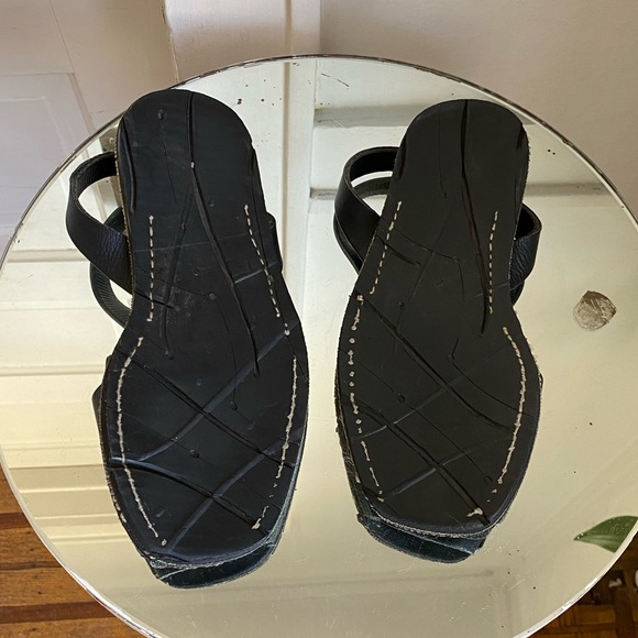 Black Leather Sandals - Picture 3 of 3